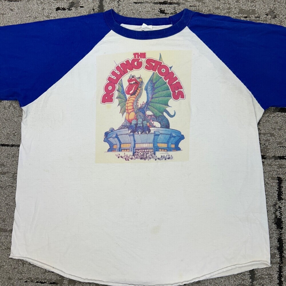 Vintage Rolling Stones 1981 World Sold Out Tour Concert Band T-Shirt Dragon 3XL